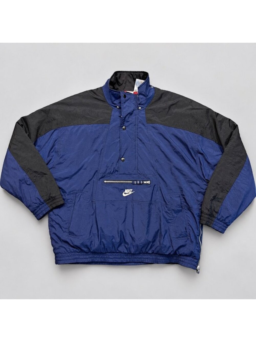 Vintage 90s Nike Anorak Jacket Mens L Pullover Windbreaker Navy Blue